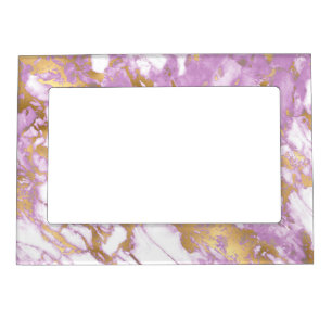 Modern Light Purple, White and Gold Marble Magnetic Frame