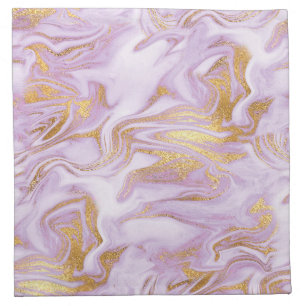 Modern Light Purple, White and Gold Marble Pattern Cloth Napkin