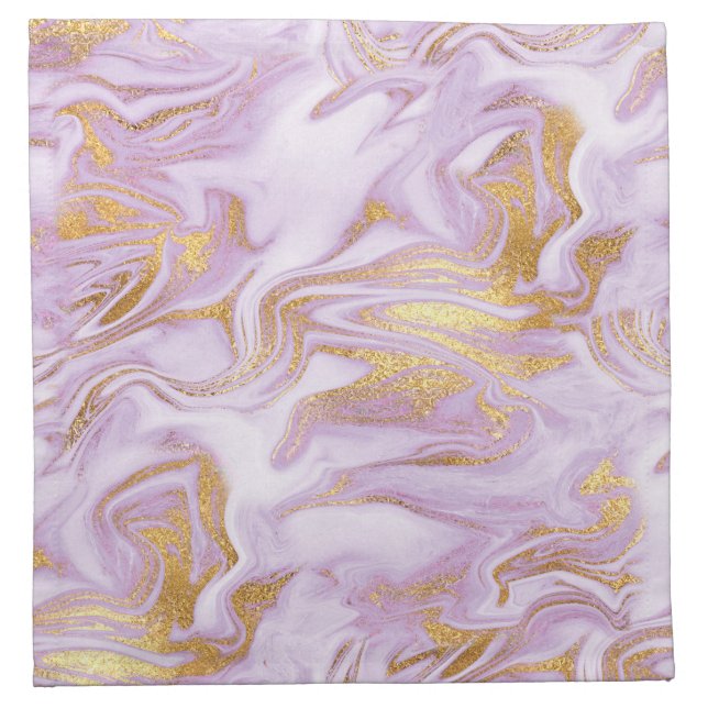 Modern Light Purple, White and Gold Marble Pattern Cloth Napkin (Front)