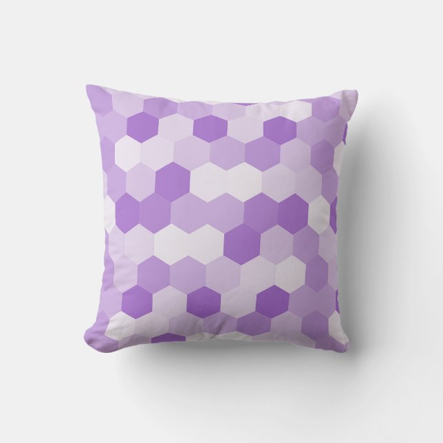 Modern Light Purple White Hexagonal Geometric Throw Pillow (Front)