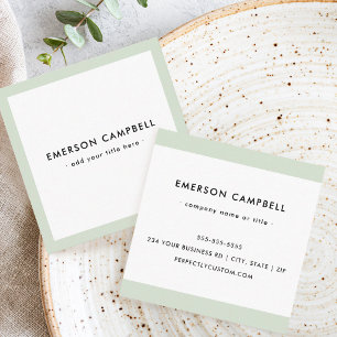 Modern light sage green border professional square business card