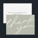 Modern Light Sage Green Calligraphy Script Wedding Thank You Card<br><div class="desc">Modern Minimal Wedding Thank you Card in light sage green and white with calligraphy script. Customize this modern wedding thank you template with your own message on the back or delete the text on the back and add a handwritten note.</div>