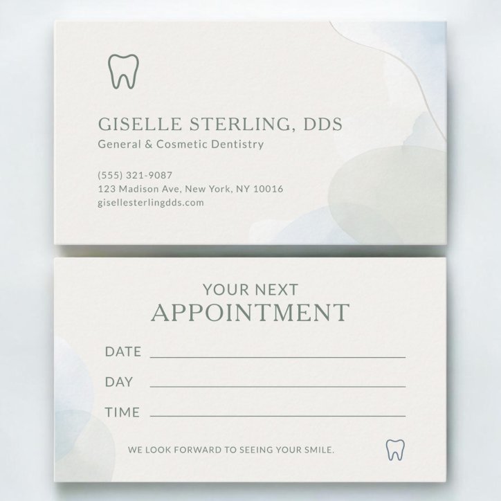 Modern Light Sage Green Dentist Office Appointment Business Card