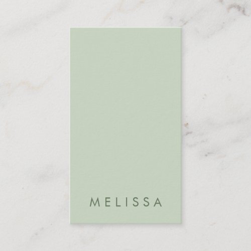 Modern light sage green minimalist vertical business card