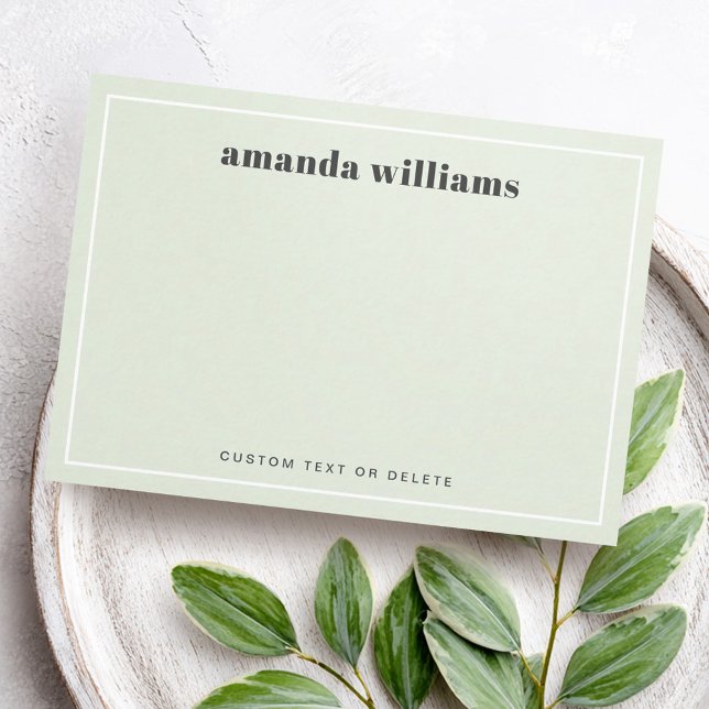 Modern light sage green name & text mini notecard business card (Modern light sage green name & text mini notecard business card)