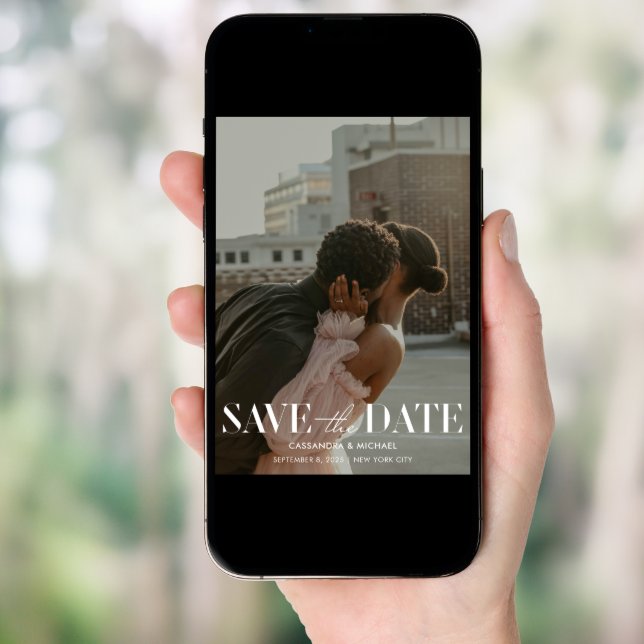 Modern Light Sage Photo Wedding Save Date Invitation (Front Digital)