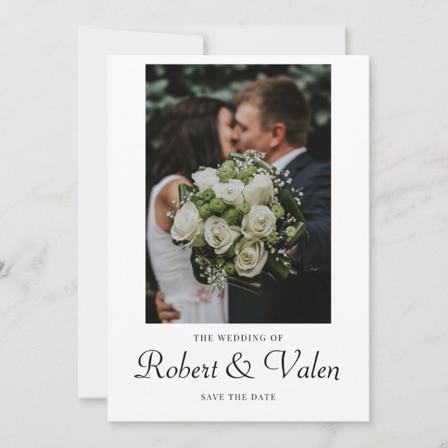 Modern Light Sage Photo Wedding Save Date Invitation (Front)
