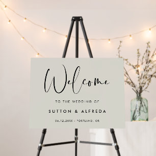 Modern Light Sage Welcome to our wedding Sign