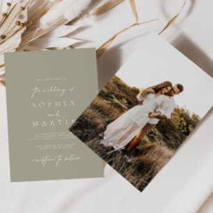 Modern Light Slate Grey Photo Wedding Invitation