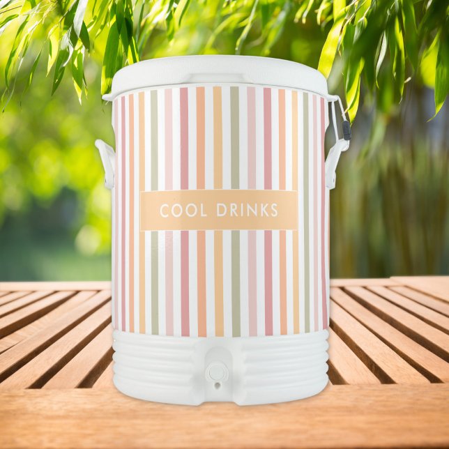 Modern light stripes beverage cooler (striped beverage cooler with personalized text)