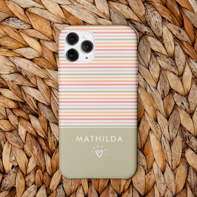 Modern light stripes Case-Mate iPhone case (phone case with striped pattern and name)