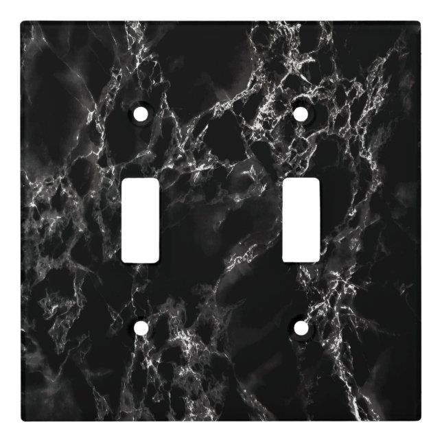Modern Light Switch Cover Black Marble (Front)