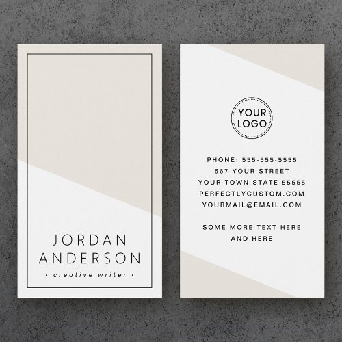 Modern light tan brown geometric business card