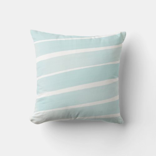 Modern Light Teal Aqua Blue Stripes Outdoor Pillow