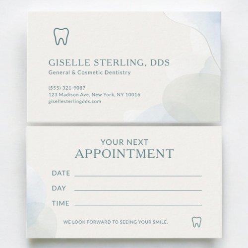 Modern Light Teal Dentist Office Appointment Card