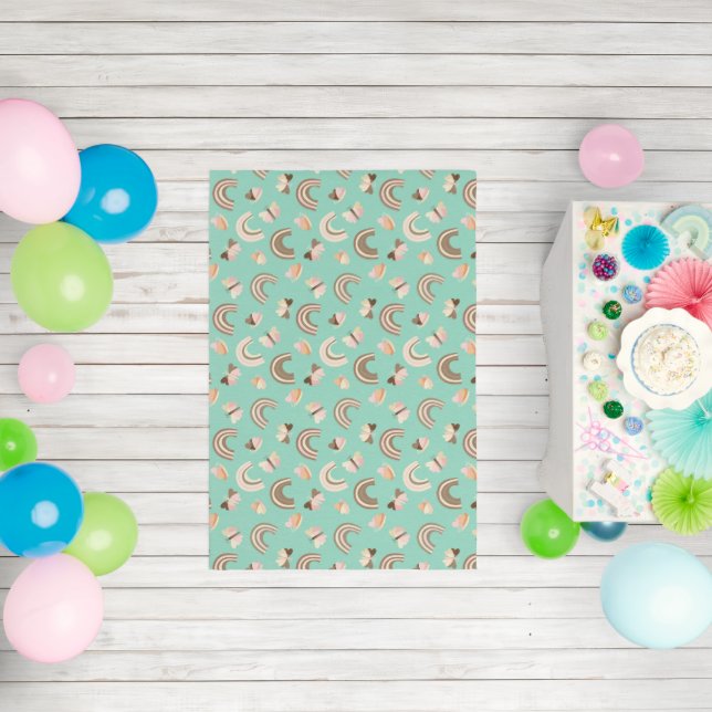 Modern light Teal Floral Rainbow Pattern Rug (Insitu (Birthday))