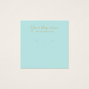 Modern light teal gold stud earring display square