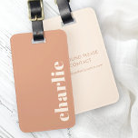 Modern light terracotta brown luggage tag<br><div class="desc">Modern,  minimal luggage tag with your custom name or text aligned vertically to the right on a light terracotta brown background.</div>