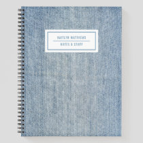 Modern Light Wash Denim Jeans Texture Name Notebook