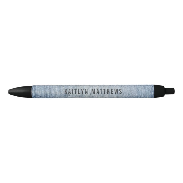 Modern Light Wash Denim Jeans Texture Name Pen (Front)