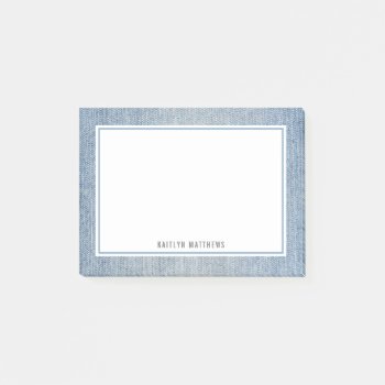 Modern Light Wash Denim Jeans Texture Name Post-it Post-it Notes by Orabella at Zazzle