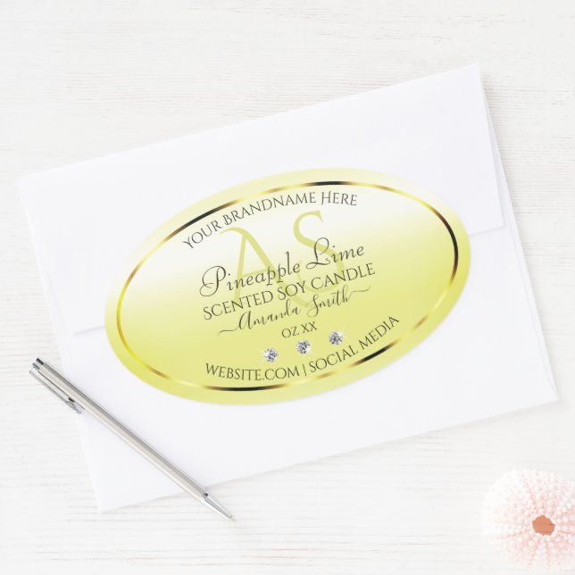 Modern Light Yellow Product Labels Jewels Monogram (Envelope)