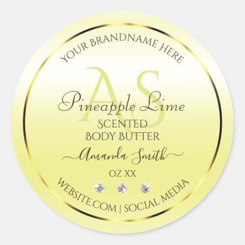 Modern Light Yellow Product Labels Jewels Monogram