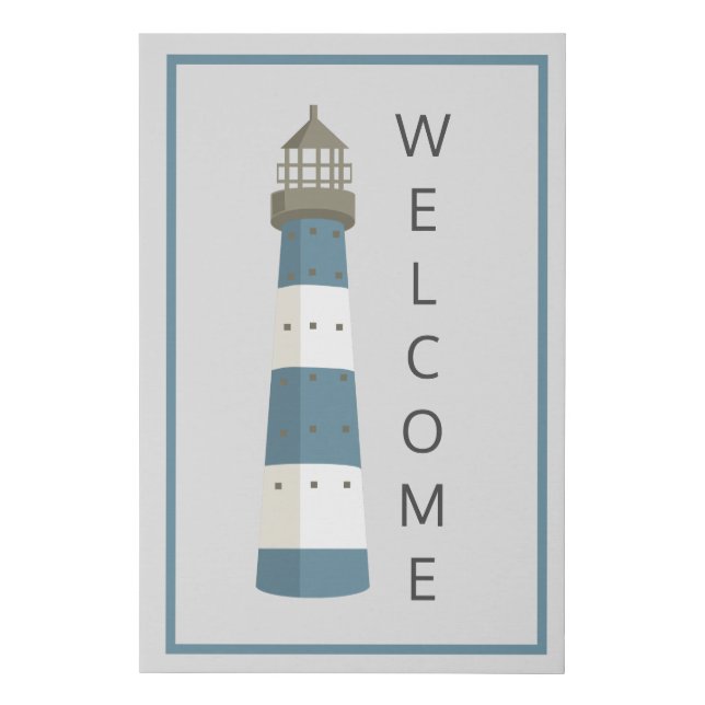 Modern Lighthouse Welcome Faux Canvas Print (Front)