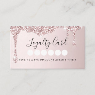 Modern Lightpink Glitter Drop Salon & Spa Loyalty Business Card