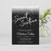 Modern Lights Black and White Sweet 16 Invitation (Standing Front)