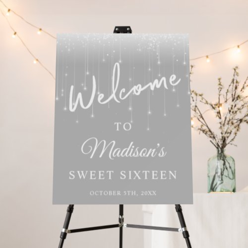 Modern Lights Gray White Sweet 16 Welcome Foam Board