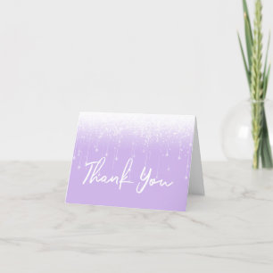 Modern Lights Lavender White Sweet 16 Letterpress Thank You Card