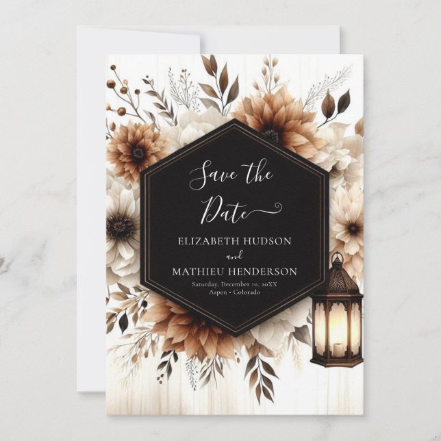 Modern Lights Rustic Wedding Save The Date (Front)