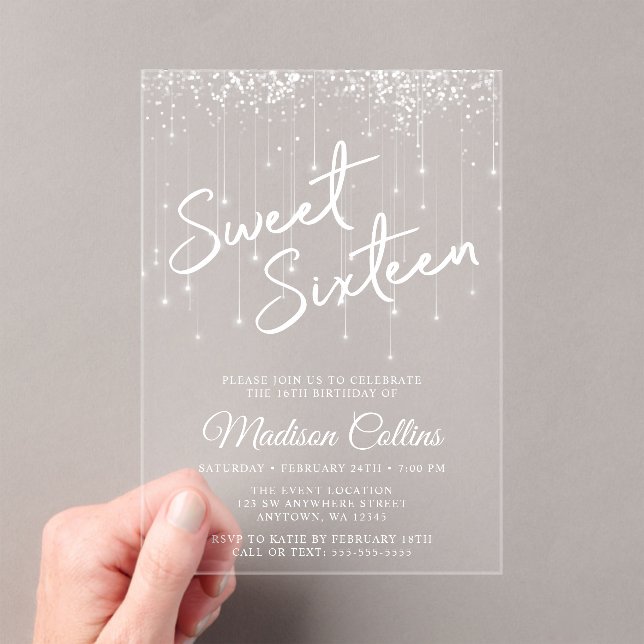 Modern Lights Sweet 16  Acrylic Invitations (Insitu (Handheld))