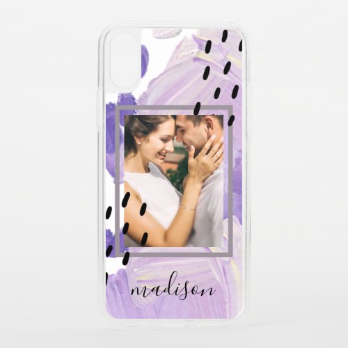 Modern Lilac and Dots with Brush Strokes Photo iPhone XS Case