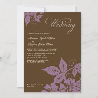 Modern Lilac/Brown Floral Wedding Invitation
