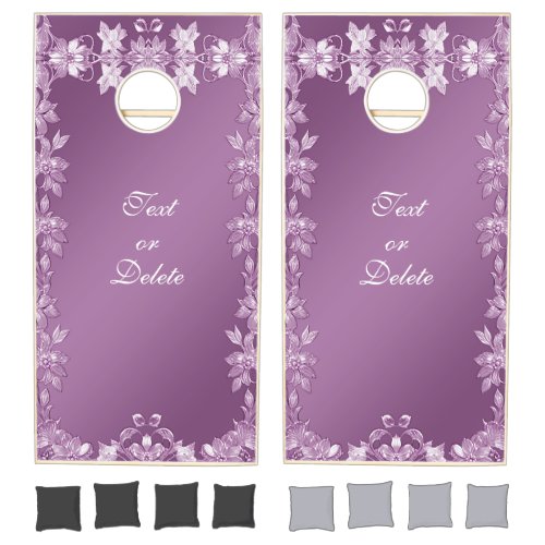 Modern Lilac Floral Cornhole Set