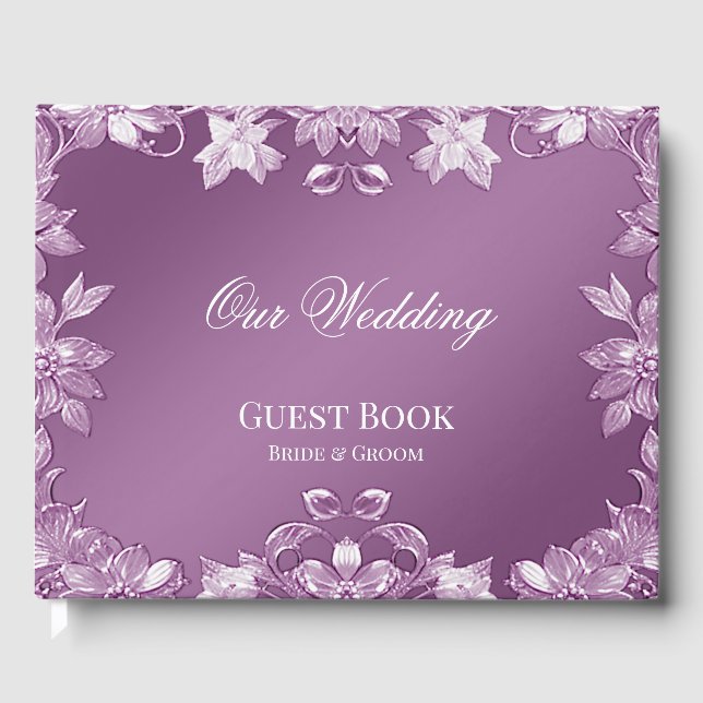 Modern Lilac Floral Guest Book (Front)