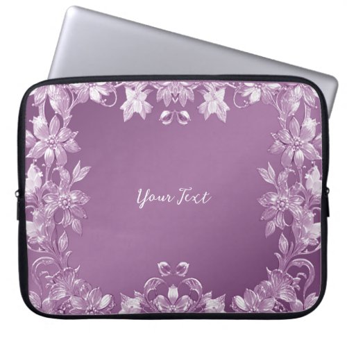 Modern Lilac Floral Laptop Sleeve