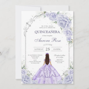 Modern Lilac Floral Quinceanera Invitation