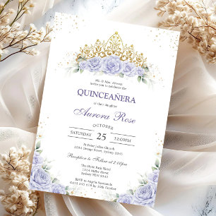 Modern Lilac Floral Quinceanera Invitation