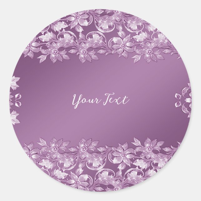 Modern Lilac Floral Round Sticker (Front)