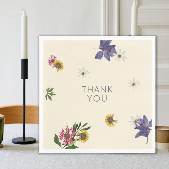 Modern Lilac Fuschia Floral Thank You Napkins (Creator Uploaded)