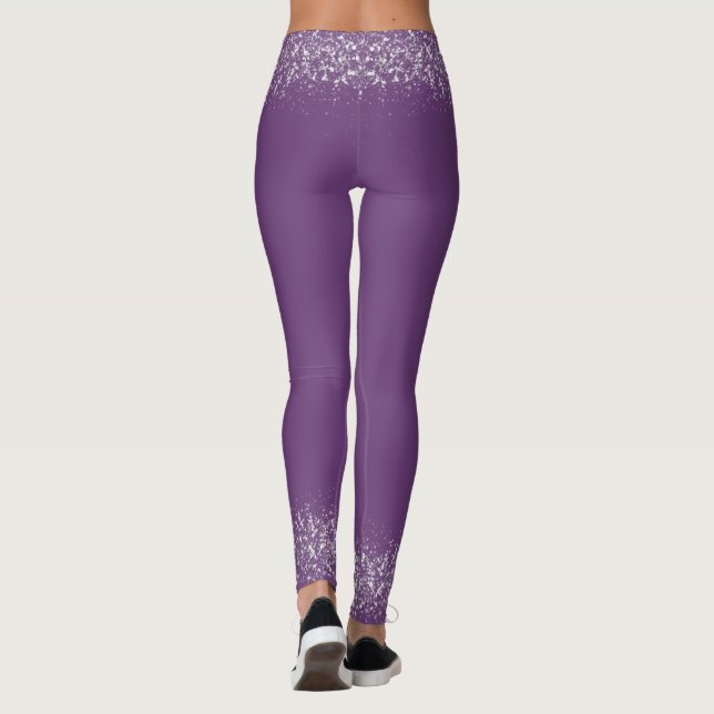 Modern Lilac Glitter Sparkles Pregnant Leggings (Back)