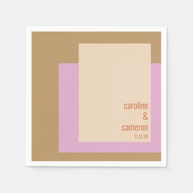 Modern Lilac Gold Geometric Custom Wedding  Napkins (Front)