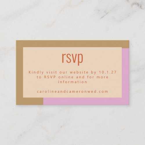 Modern Lilac Gold Geometric Wedding RSVP Online Enclosure Card