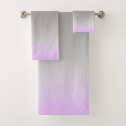 modern  lilac gray  ombr bath towel set