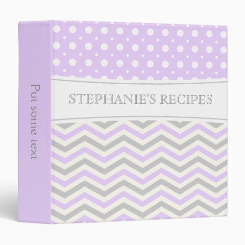 Modern lilac grey white chevron  polka dot binder