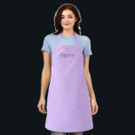 Modern lilac lavender custom name monogram solid apron<br><div class="desc">Minimalist modern pale lilac lavender and black custom name text monogram solid plain color elegant chic kitchen Apron. Customizable black text, or just delete it. Unisex. Available in many sizes. Great for cooks, chefs, pottery, ceramics, arts and crafts, work, kitchen, cooking, baking, bbq, grill, and also businesses and stores, etc...</div>