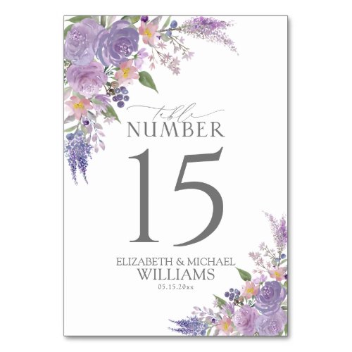 Modern Lilac Lavender Mauve Script Floral Wedding Table Number - Create the perfect reception setting with this modern, trendy lilac, lavender and mauve floral design, featuring watercolor floral bouquets and hand lettered script typography. Perfect for, but not limited to, a backyard and garden wedding. View the collection here: https://www.zazzle.com/collections/modern_lilac_lavender_mauve_script_floral_wedding-119161455473381968 Contact designer for matching products if not already included in collection. Copyright Elegant Invites, all rights reserved.